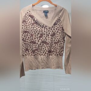 Tan Leopard Print Women's Sweater